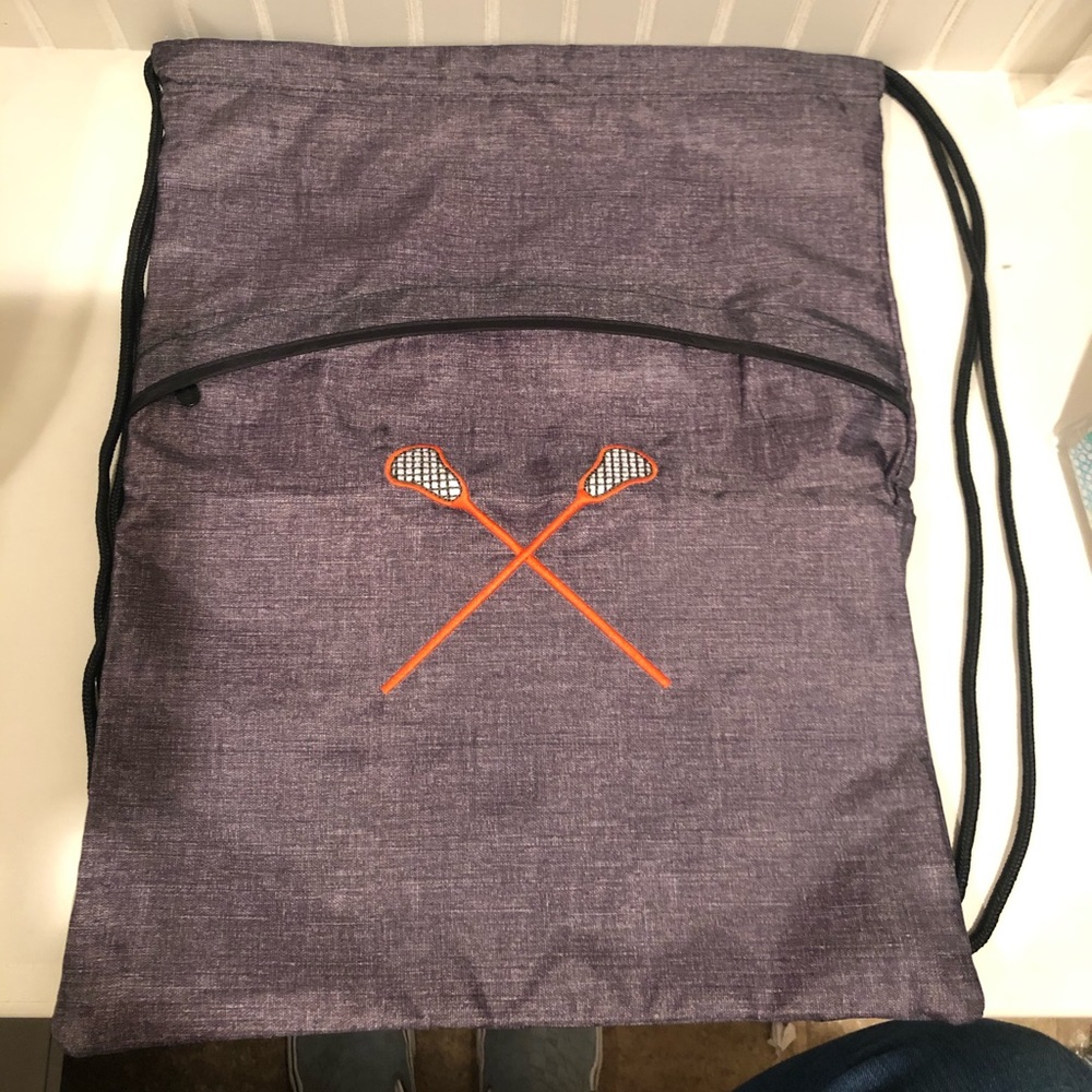 Cinch Sac - Charcoal Crosshatch w/ Lacrosse Sticks